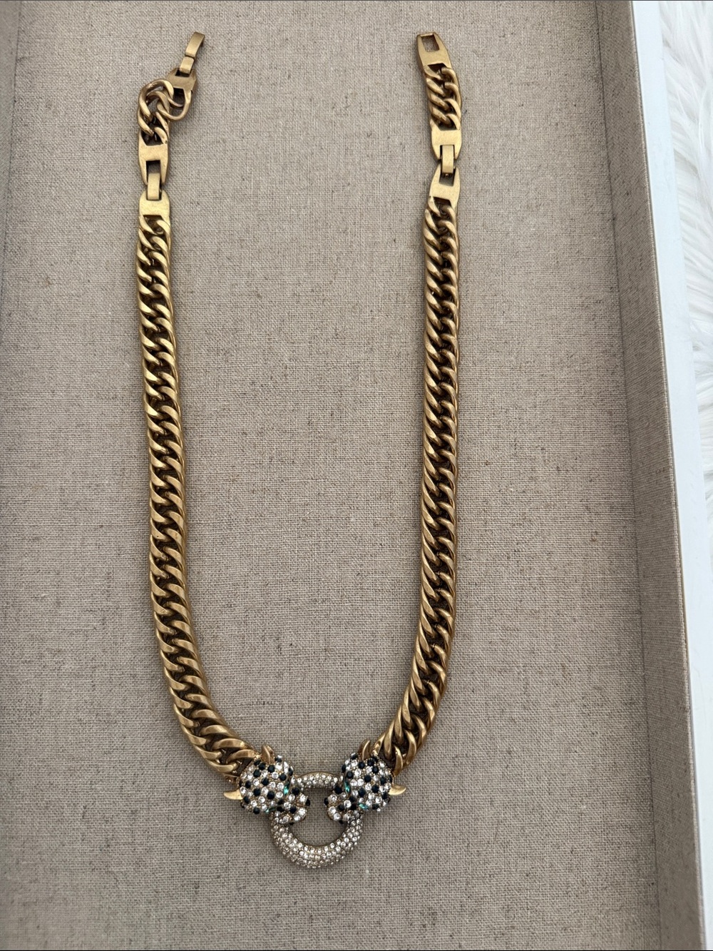 Stella & Dot Roar Lion Gold Crystal-Embellished Link Necklace - Picture 8 of 10
